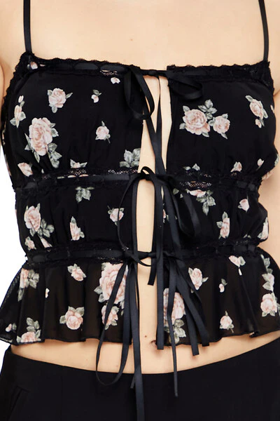 Rose Print Cropped Cami - Image 3