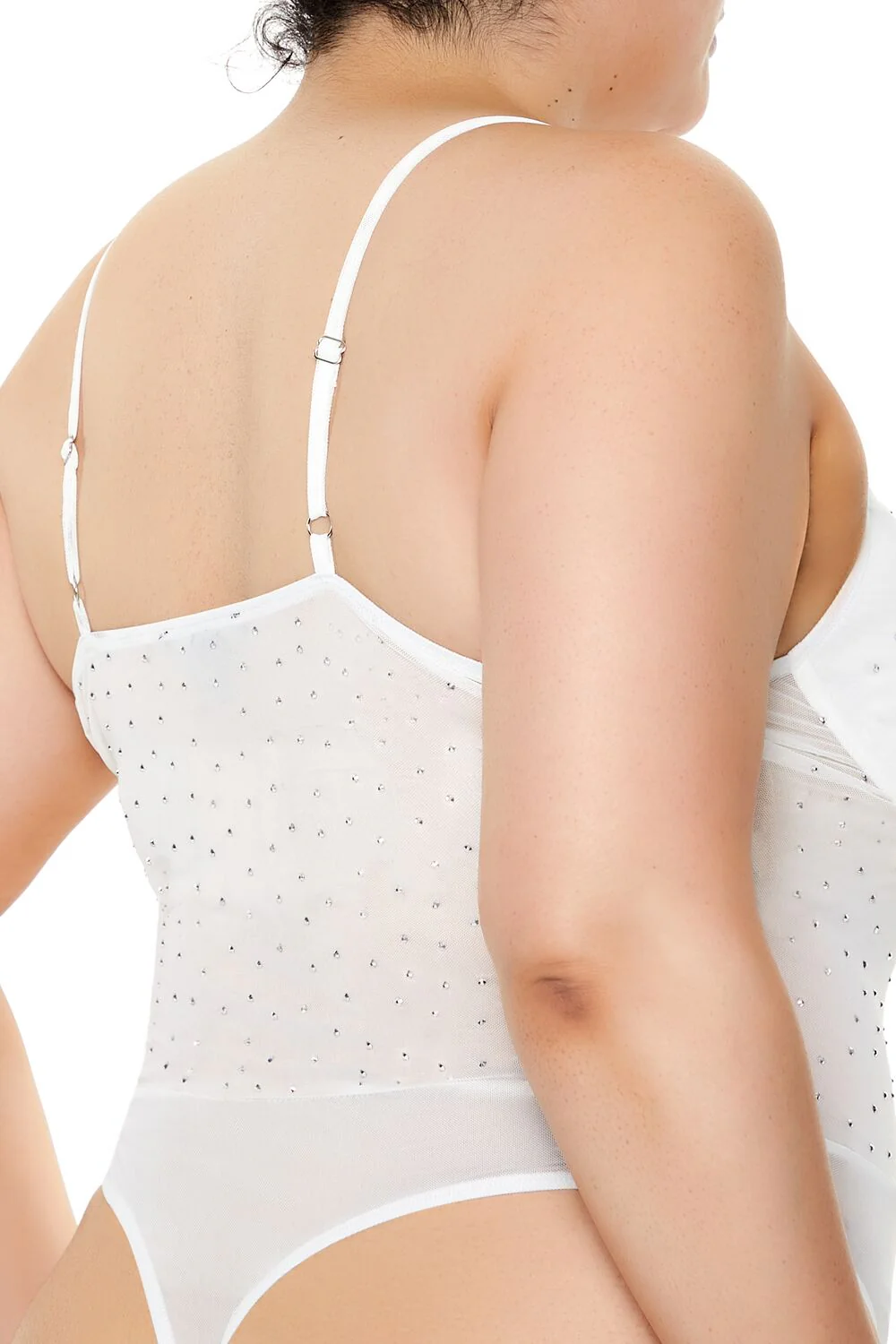 Plus Size Rhinestone Mesh Bodysuit - Image 9