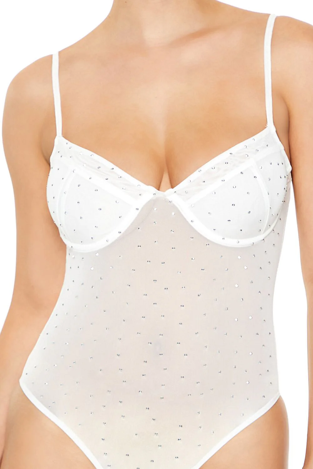 Rhinestone Mesh Thong Bodysuit - Image 10