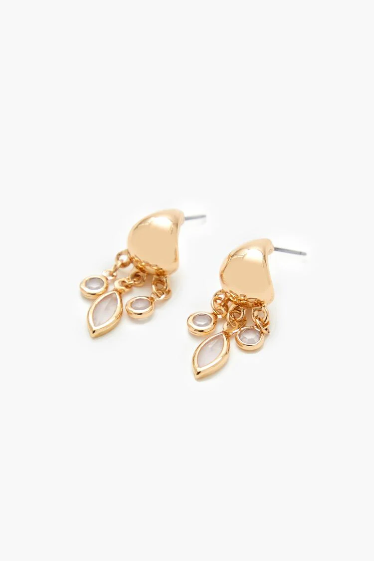Faux Gem Charm Hoop Earrings - Image 2
