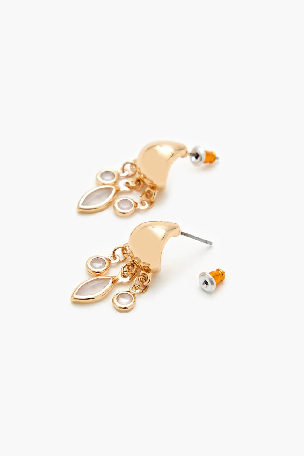 Faux Gem Charm Hoop Earrings - Image 3