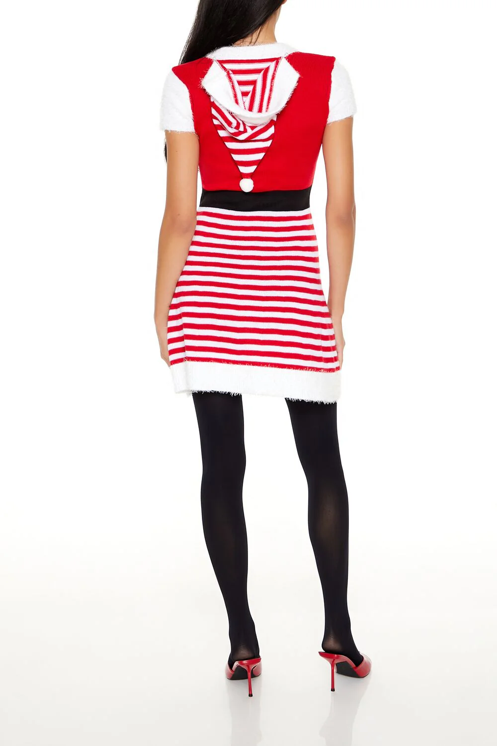 Hooded Striped Santa Mini Dress - Image 4