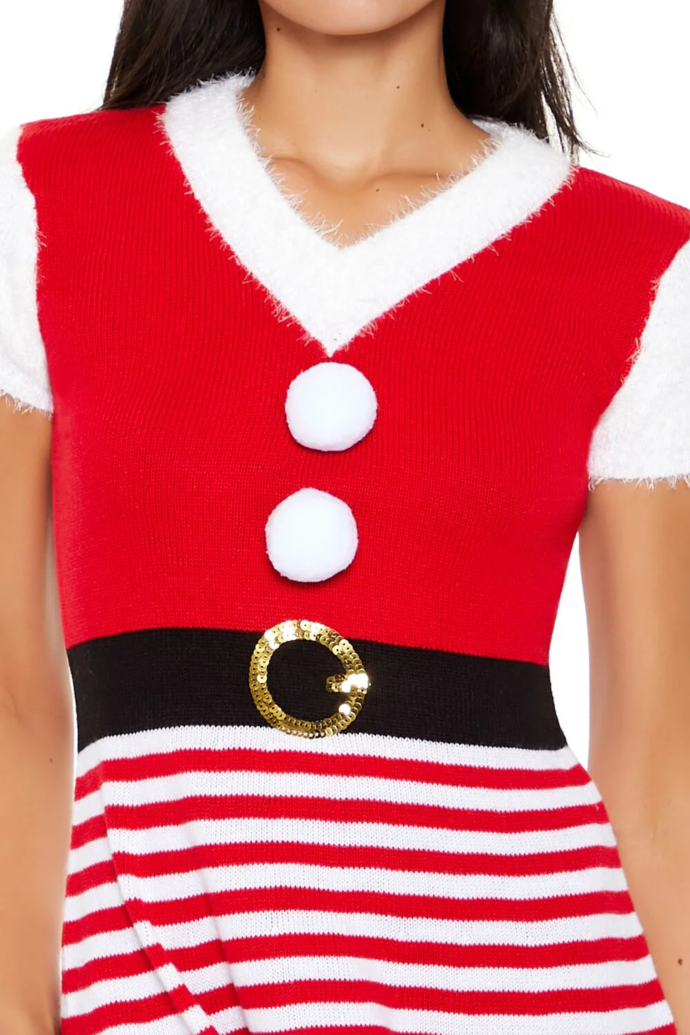 Hooded Striped Santa Mini Dress - Image 5