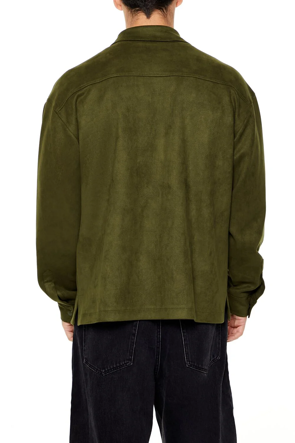 Faux Suede Snap-Button Shirt - Image 5