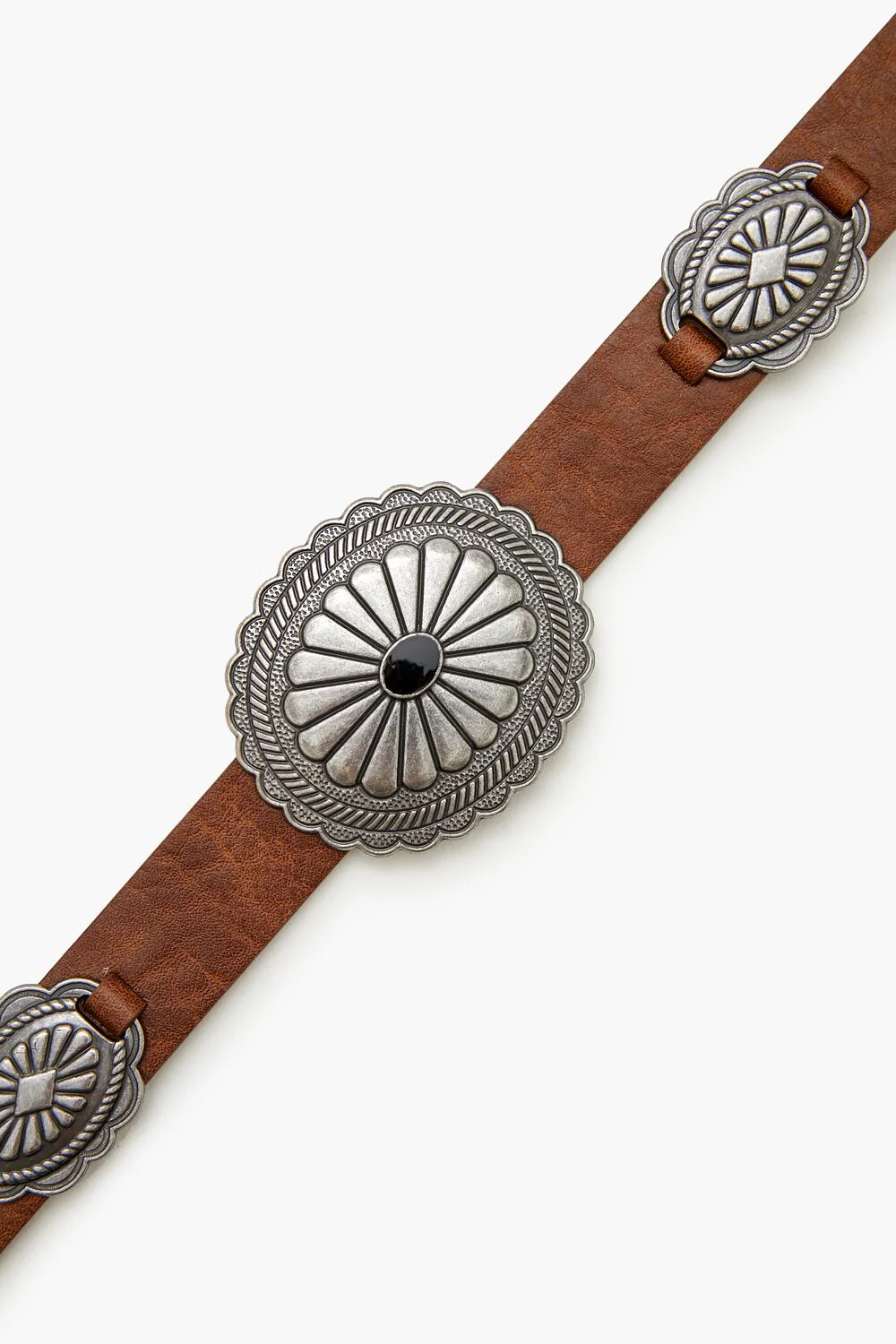 Etched Disc Faux Leather Belt - Image 4