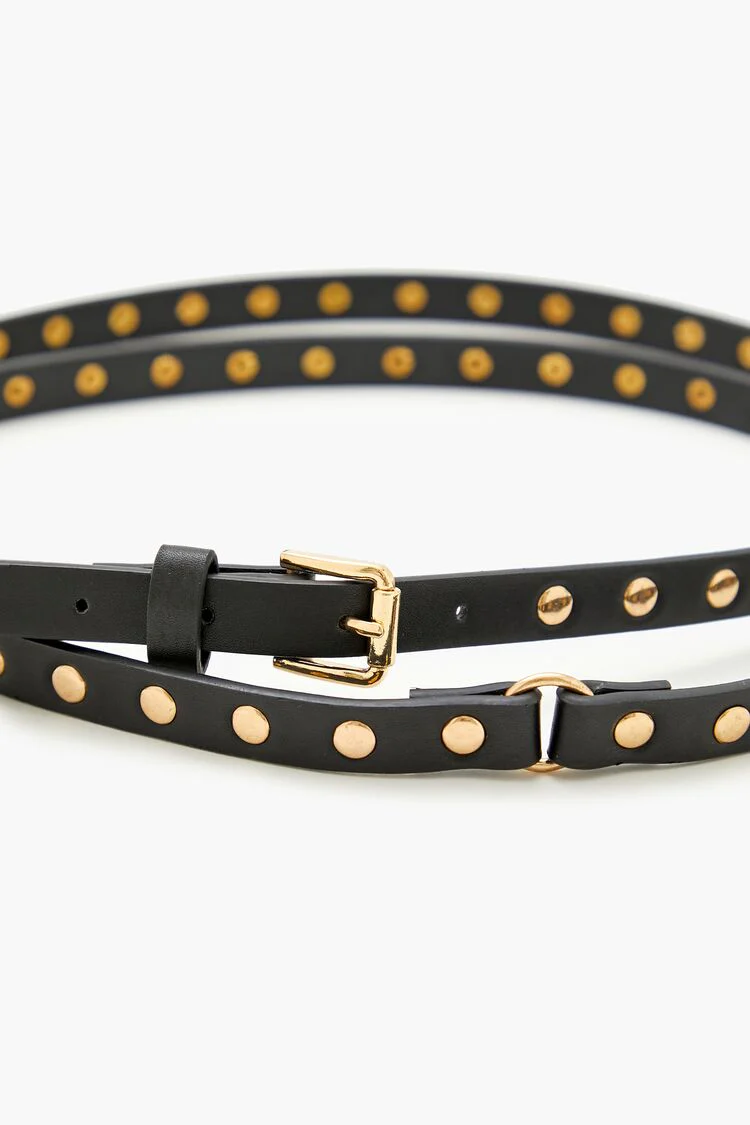 Thin Studded Faux Leather Belt - Image 3