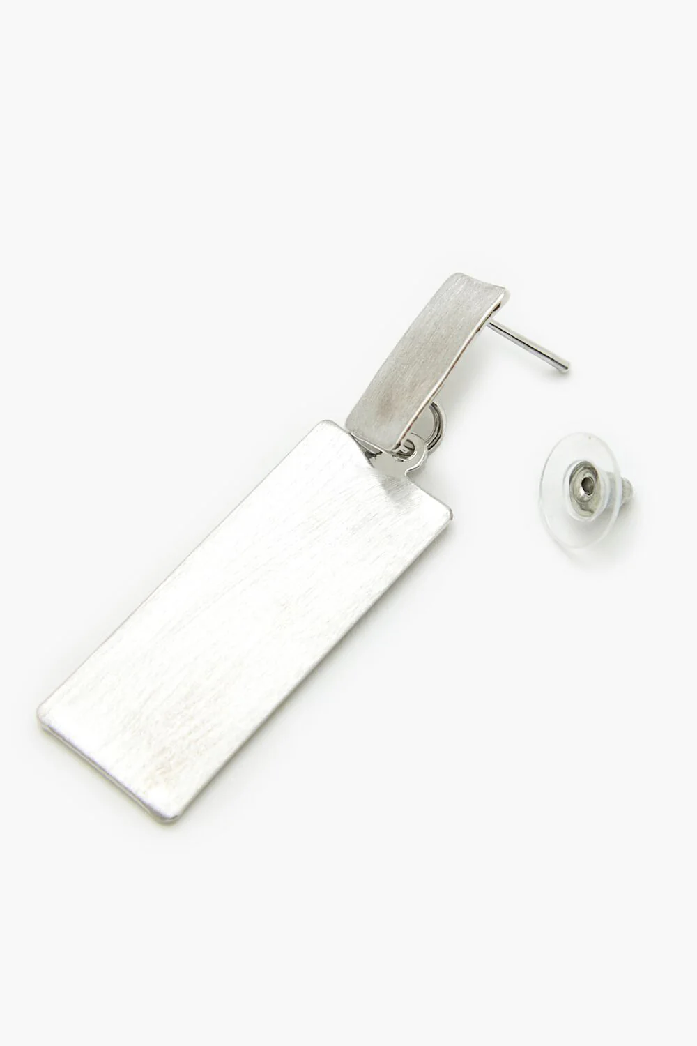 Brushed Rectangular Drop Earrings - Image 3