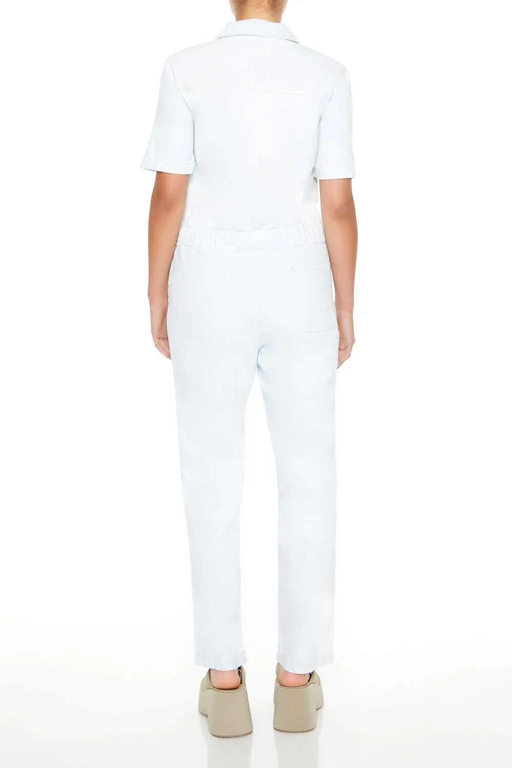 Button-Front Denim Jumpsuit - Image 3