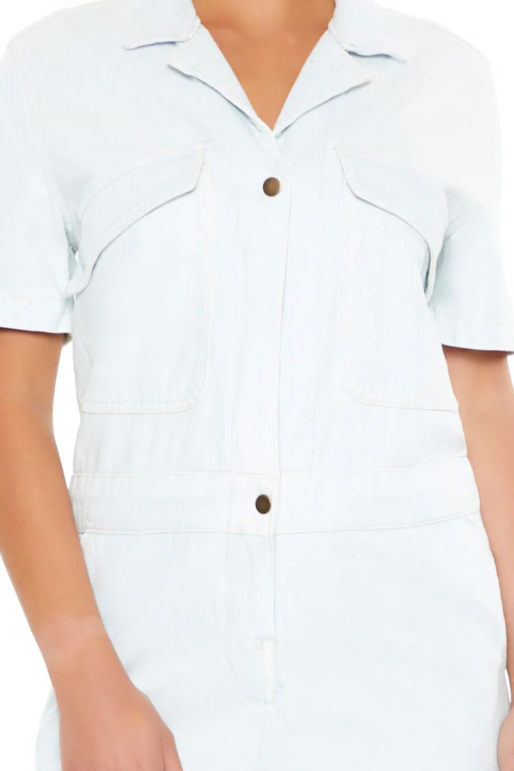 Button-Front Denim Jumpsuit - Image 4