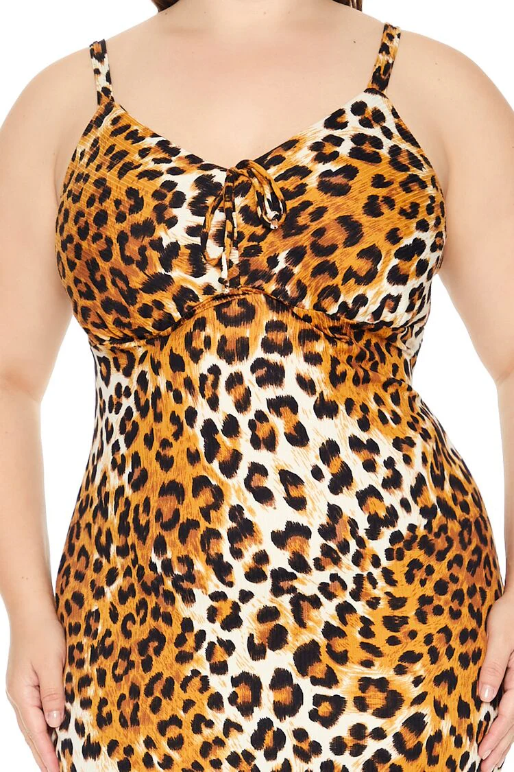 Plus Size Leopard Print Midi Dress - Image 4