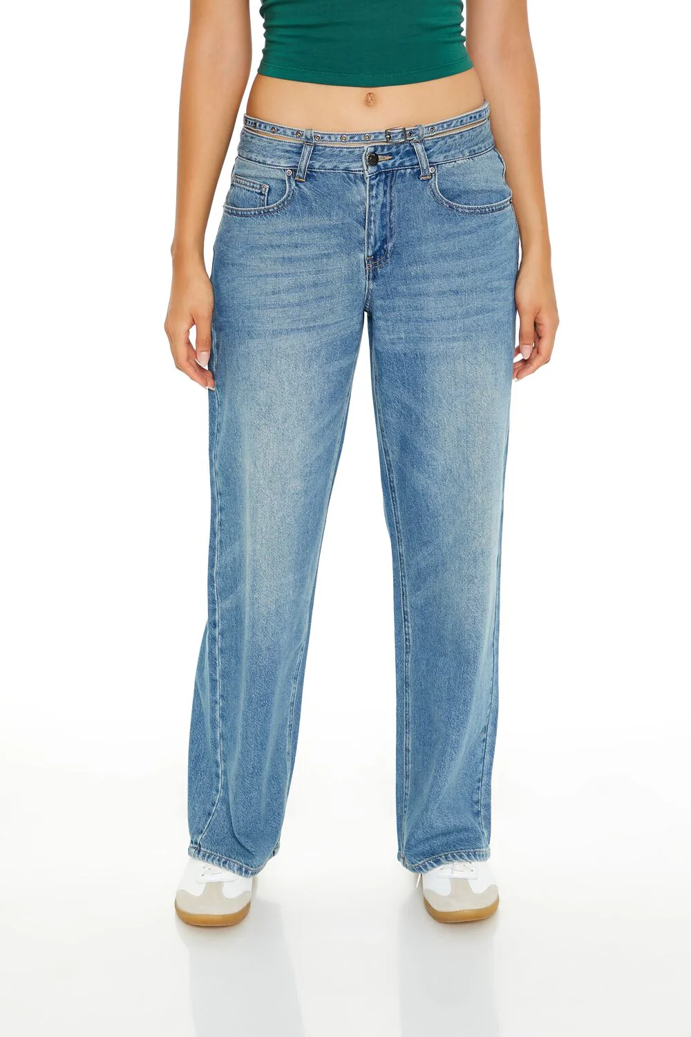 Belted Low-Rise Baggy Jeans - Image 2