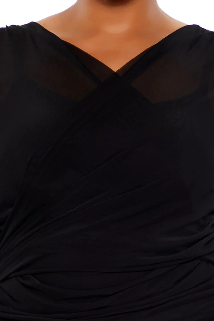 Plus Size Ruched Mesh Top - Image 4
