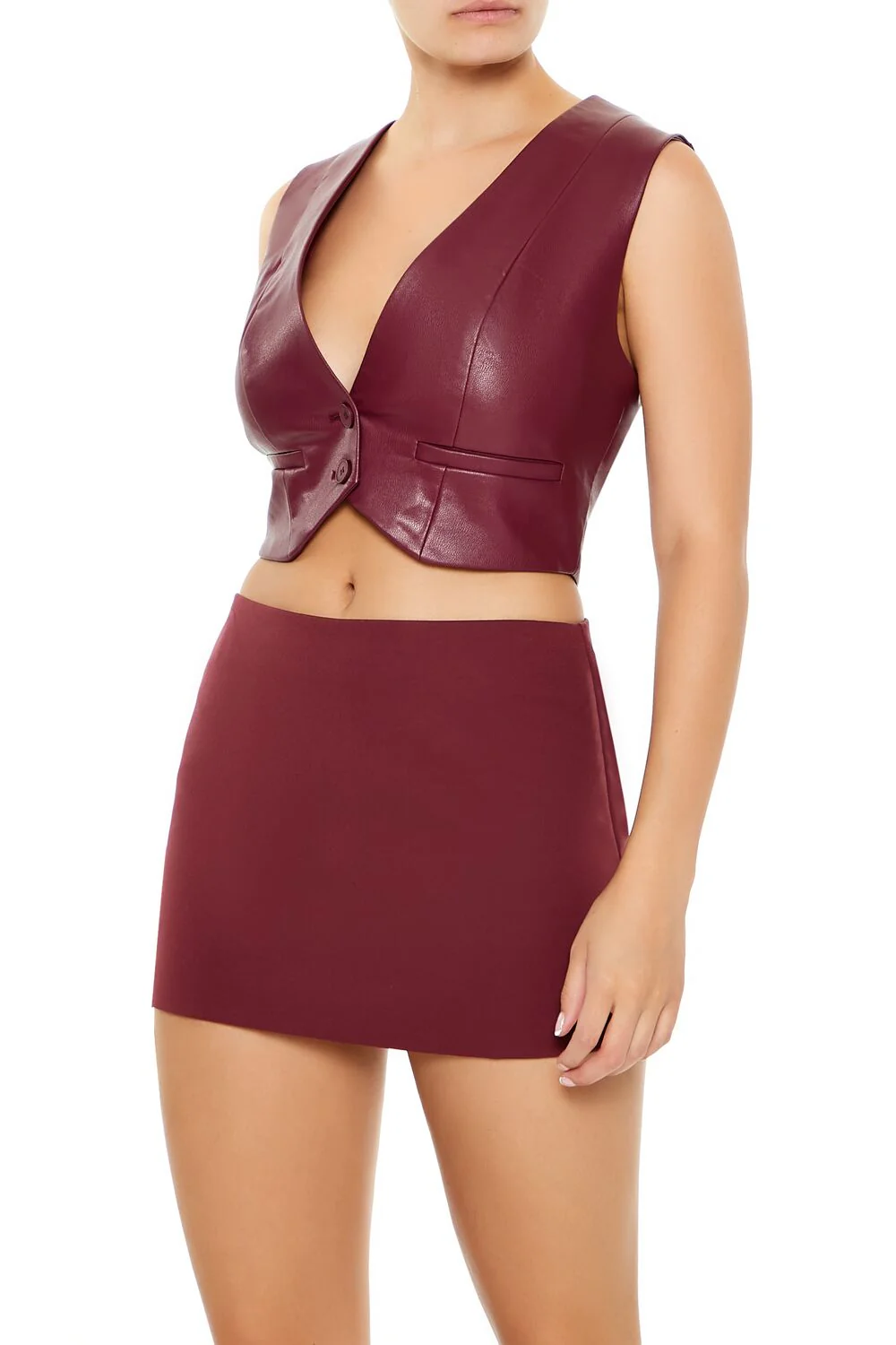 Faux Leather Cropped Vest - Image 9