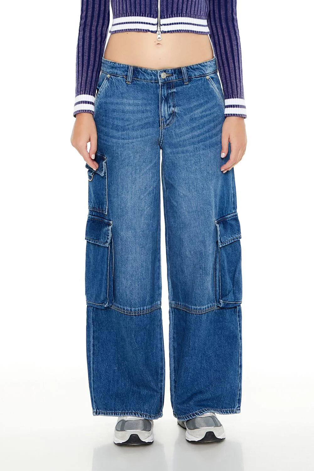 Low-Rise Wide-Leg Cargo Jeans - Image 2