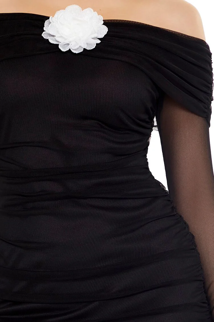 Rosette Off-the-Shoulder Mini Dress - Image 6