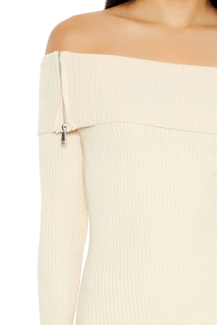 Off-the-Shoulder Mini Sweater Dress - Image 3