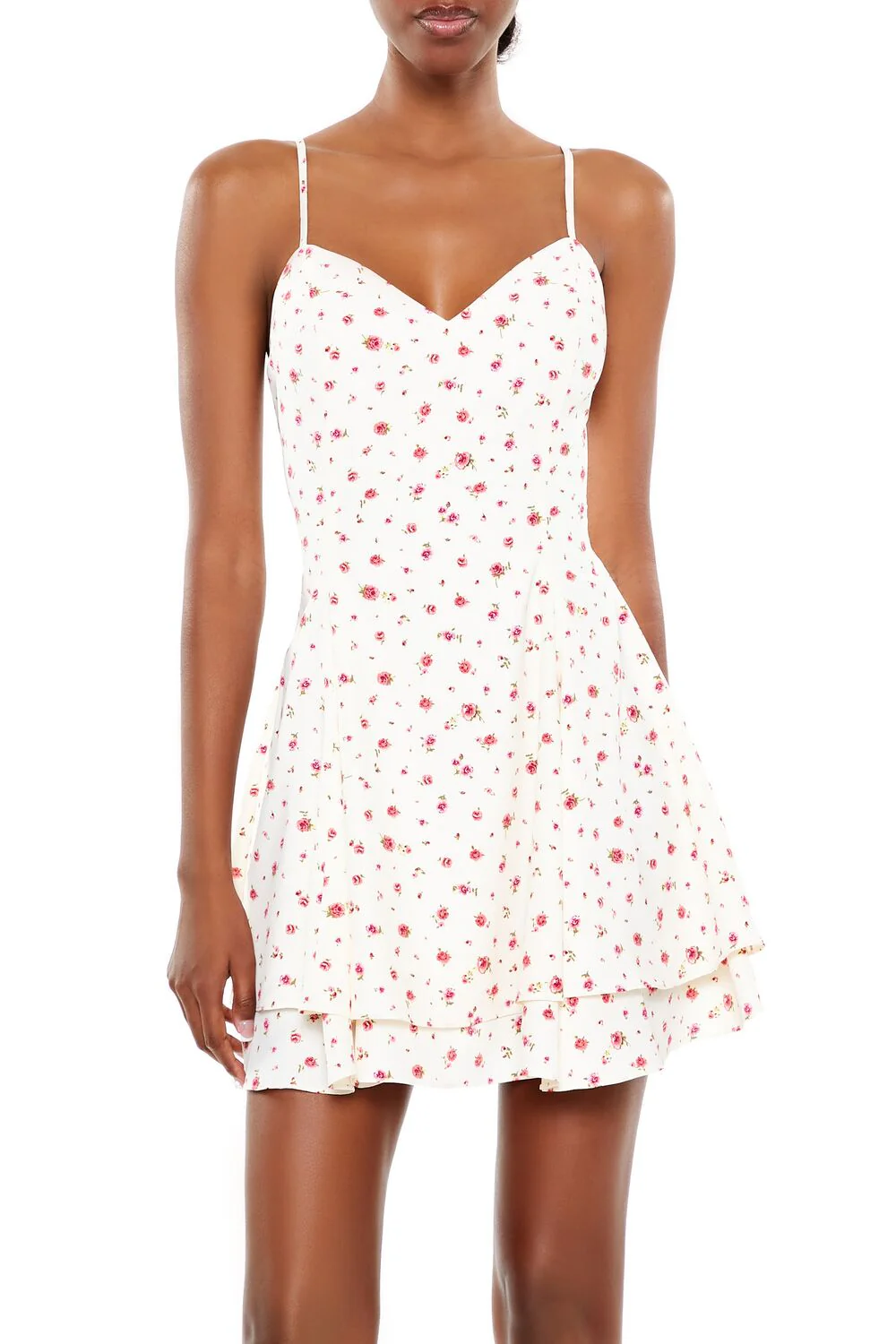 Layered Rose Print Mini Dress - Image 2