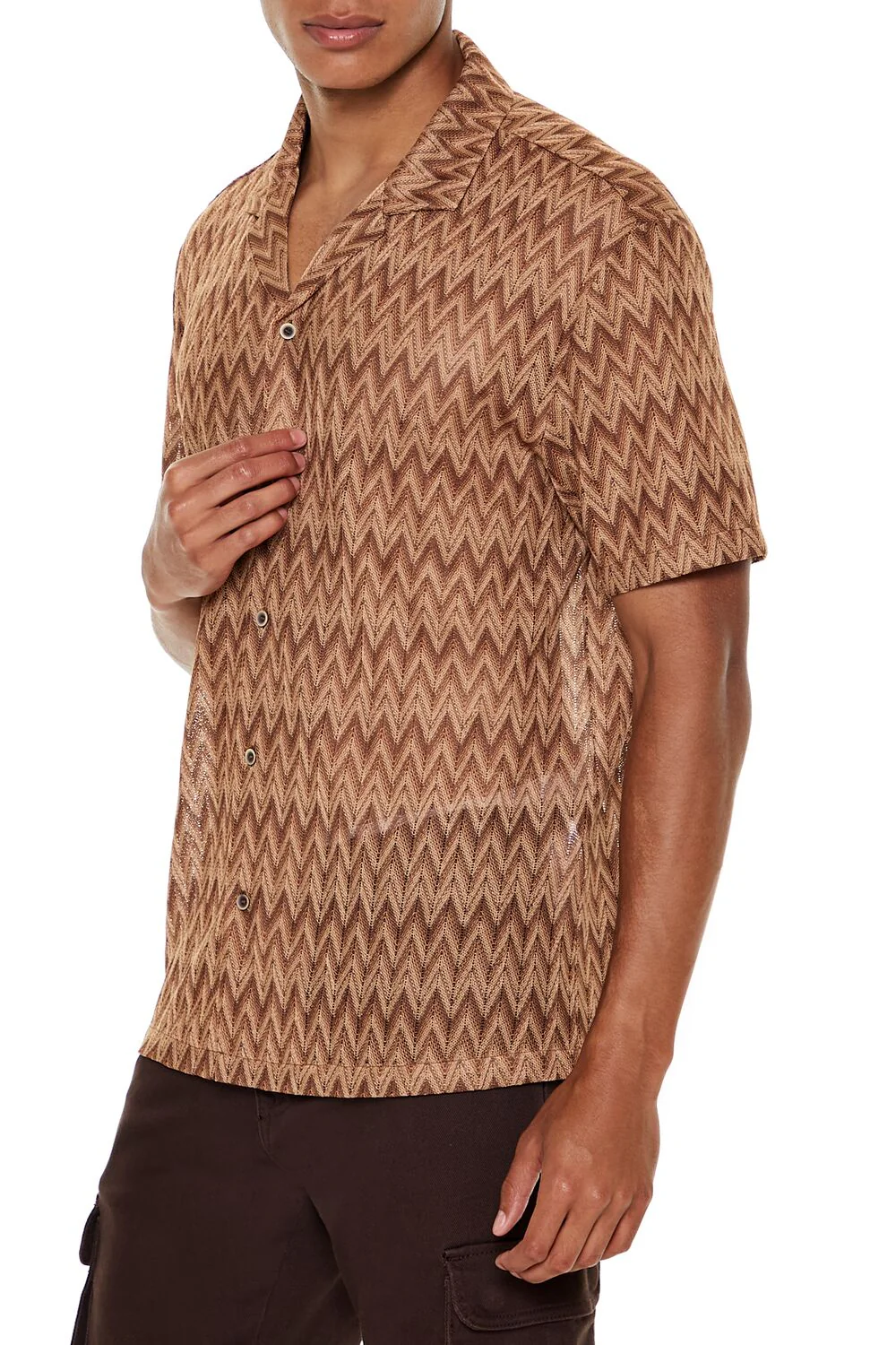 Chevron Textured Button-Front Shirt - Image 3