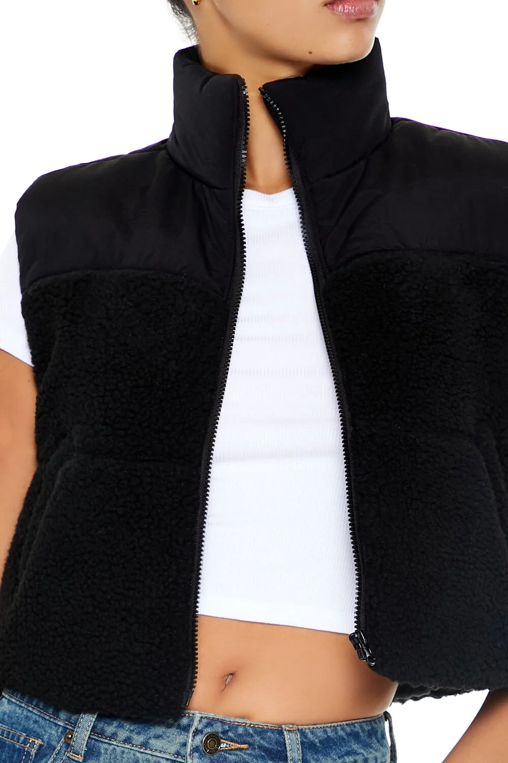Cropped Faux Shearling Vest - Image 3