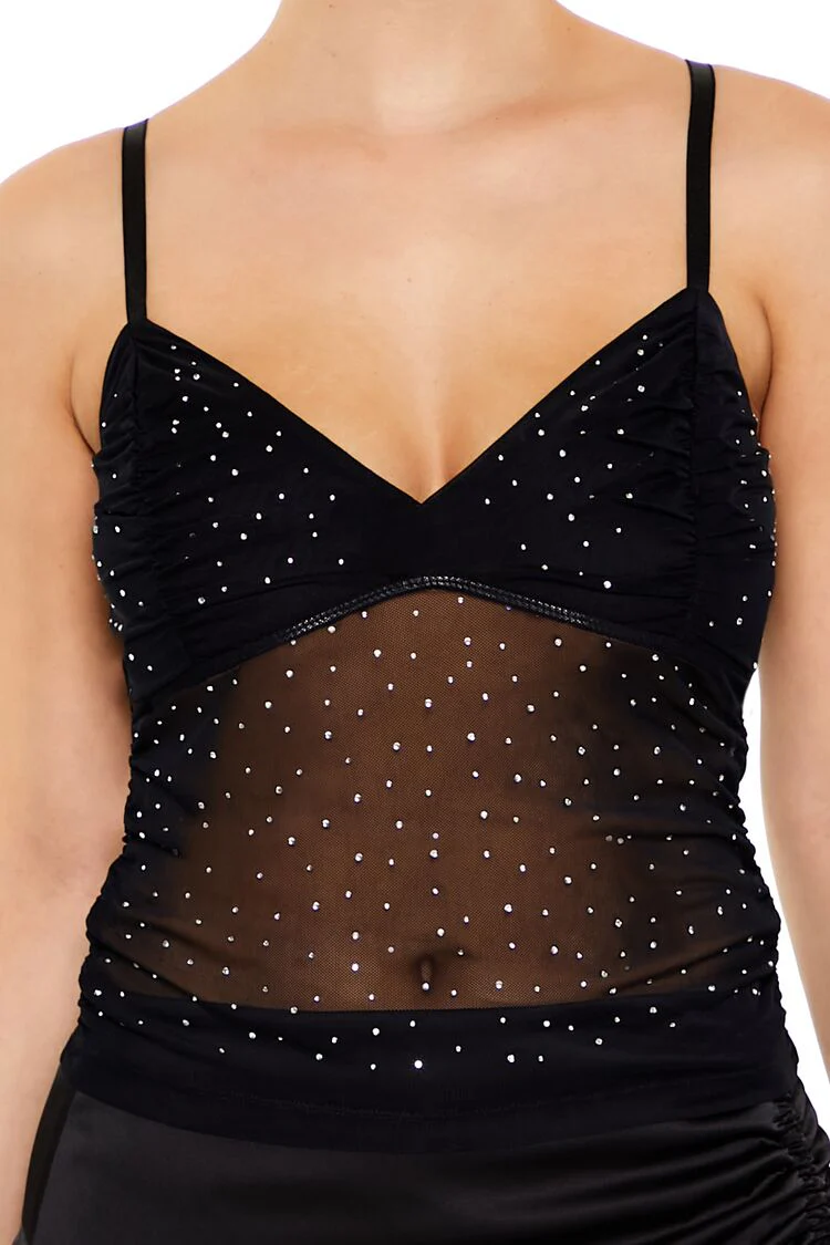 Sheer Mesh Rhinestone Cami - Image 3