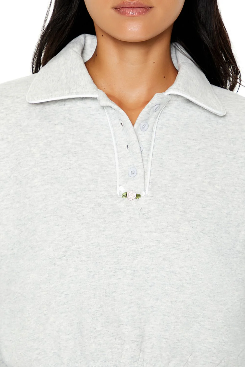 Cropped Fleece Rosette Pullover - Image 3
