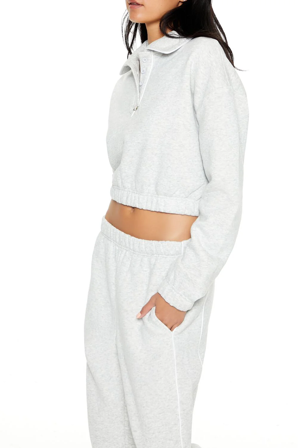 Cropped Fleece Rosette Pullover - Image 4