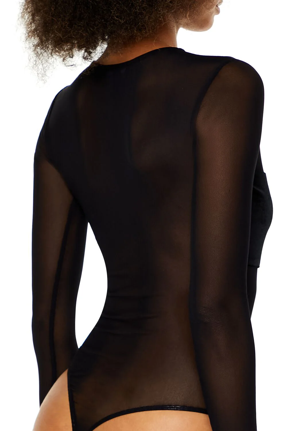 Mesh Long-Sleeve Thong Bodysuit - Image 5