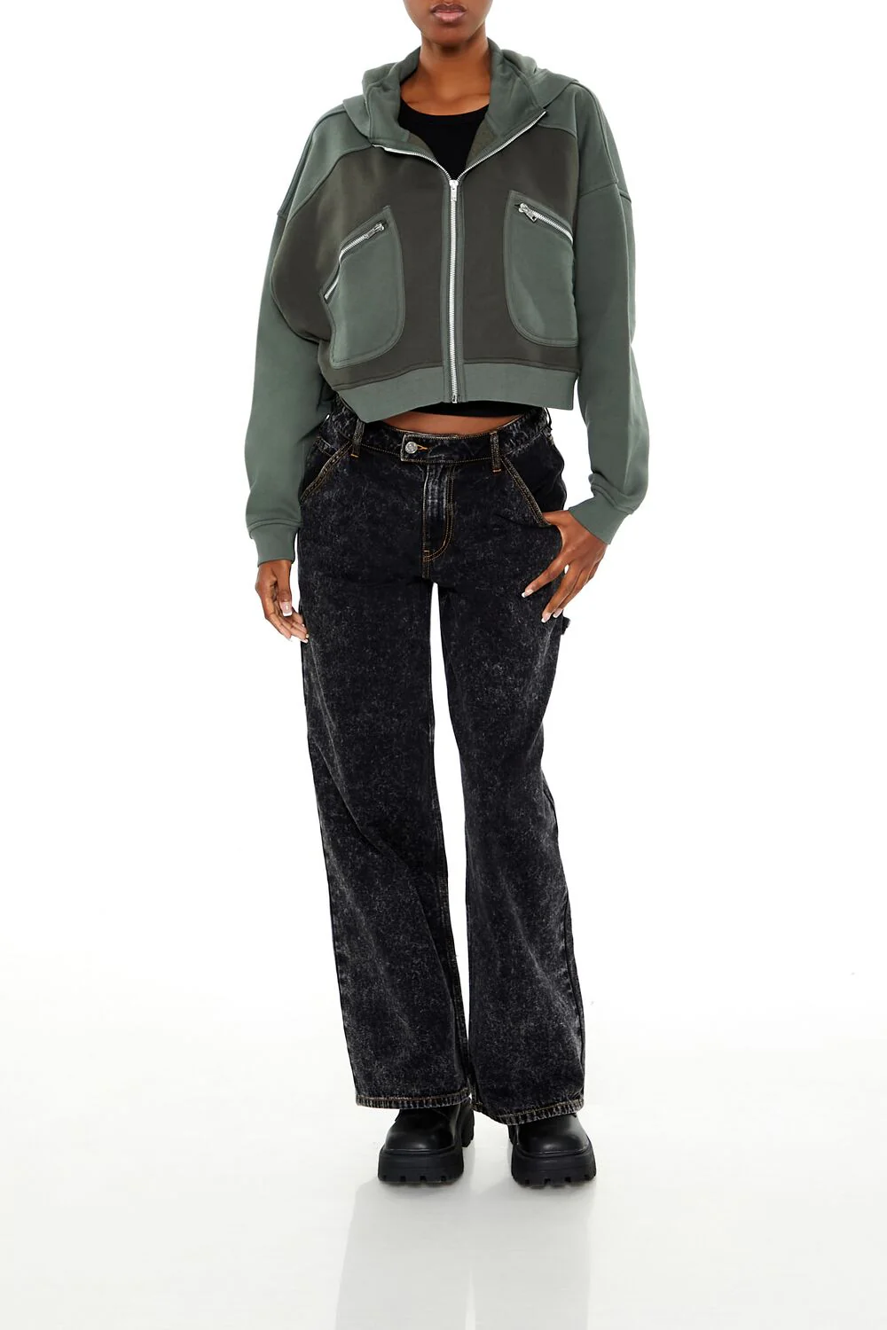 Fleece Colorblock Zip-Up Hoodie - Image 2