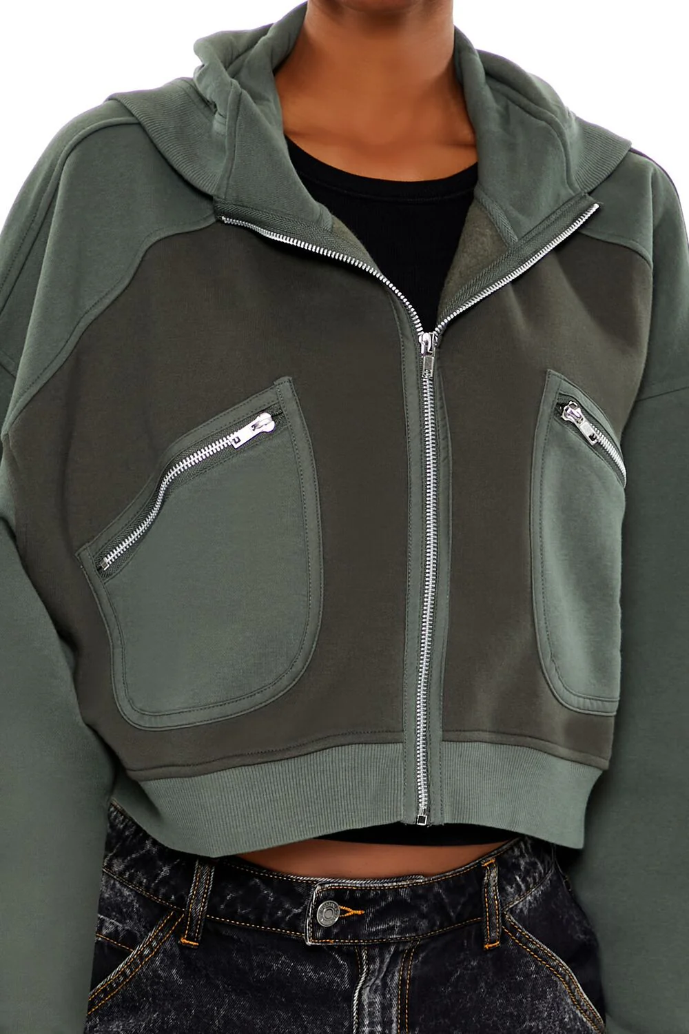 Fleece Colorblock Zip-Up Hoodie - Image 3