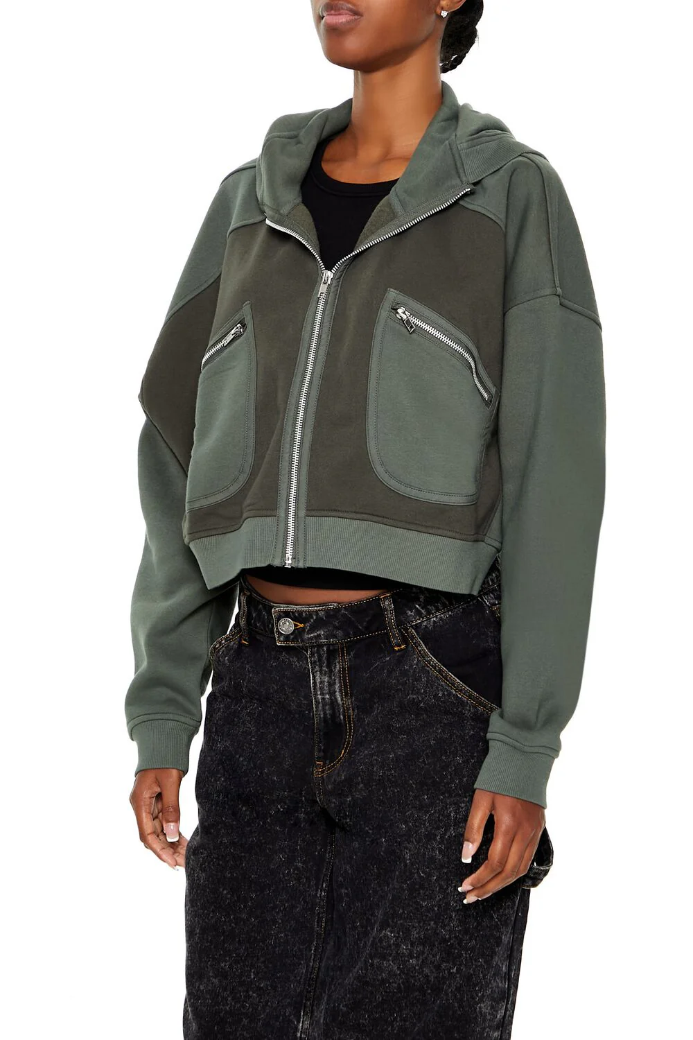 Fleece Colorblock Zip-Up Hoodie - Image 4