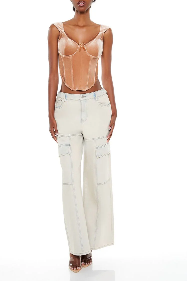 Velvet Bow Bustier Crop Top - Image 2
