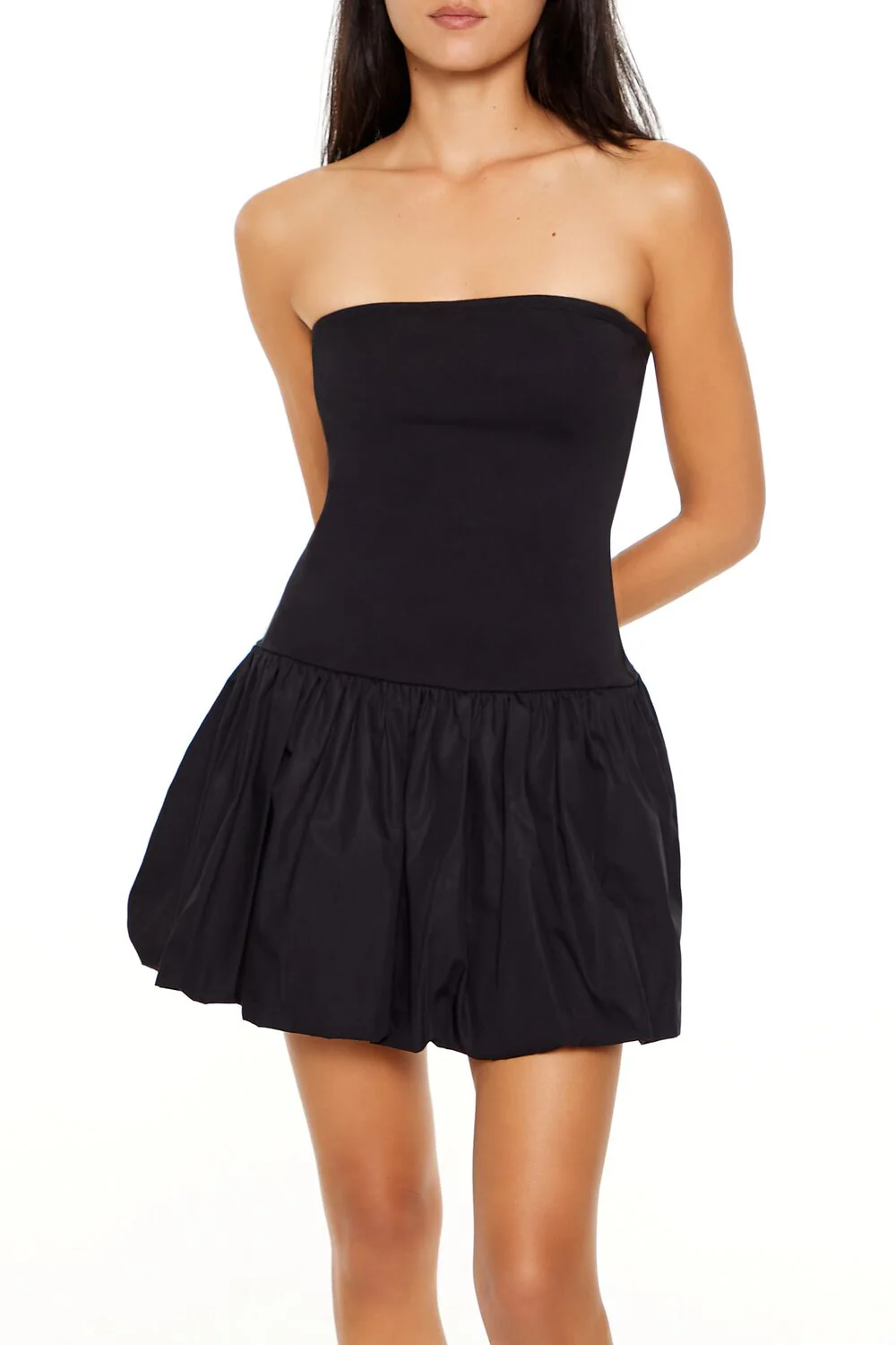 Strapless Bubble-Hem Mini Dress - Image 2
