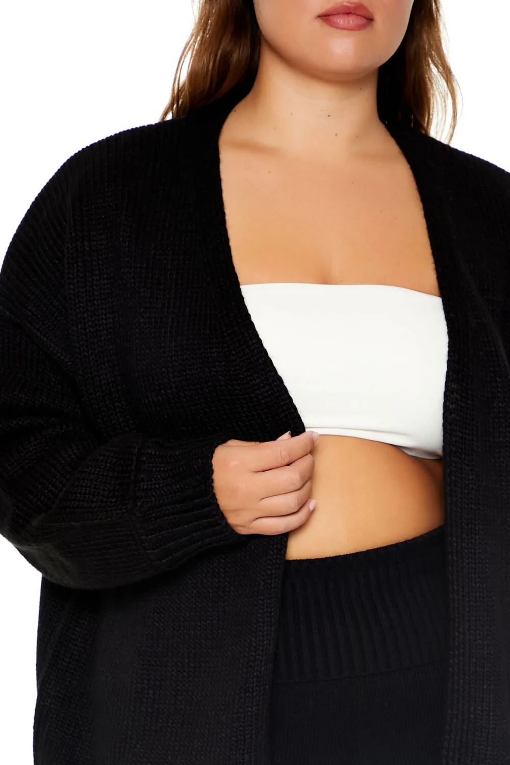 Plus Size Open-Front Cardigan Sweater - Image 3