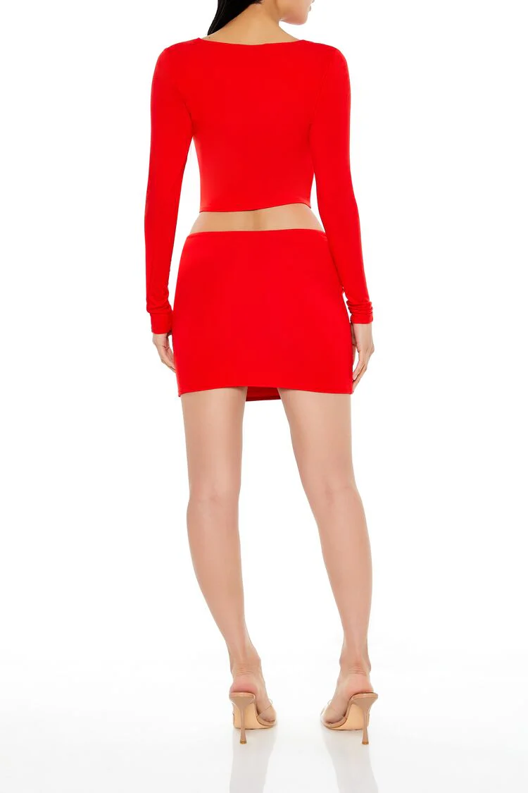 Cutout Crop Top & Mini Skirt Set - Image 4