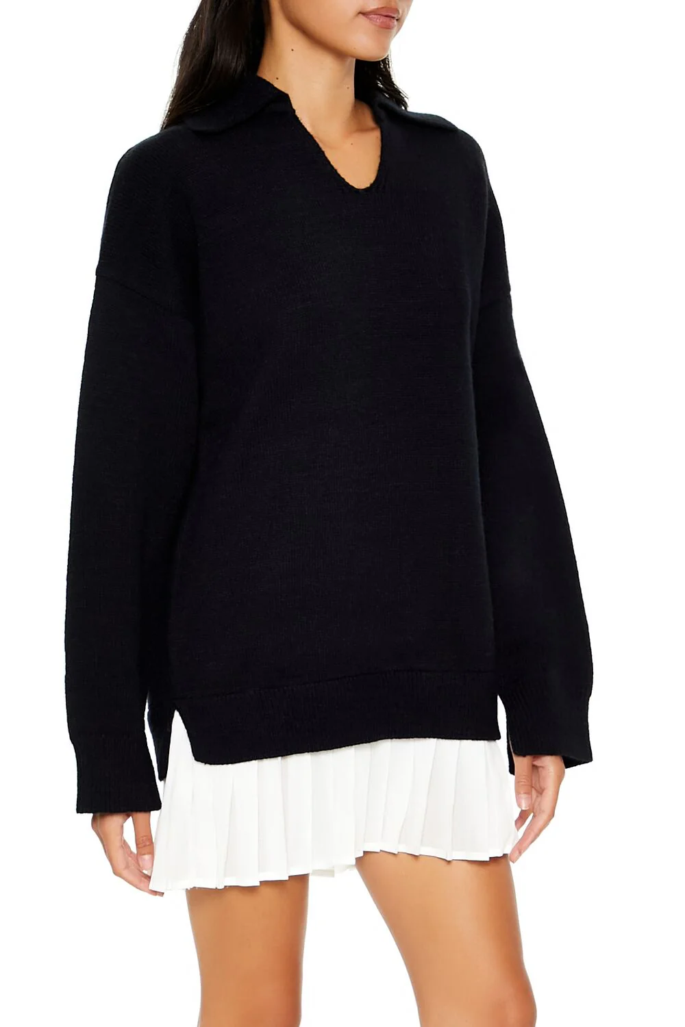 Pleated Combo Sweater Dress - Image 3