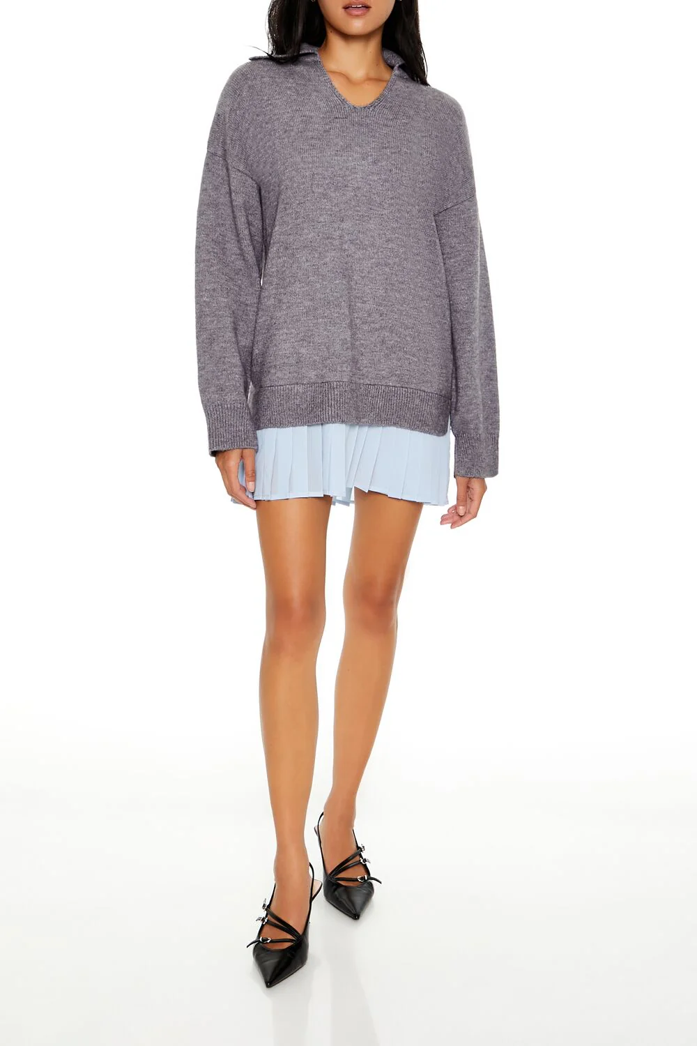 Pleated Combo Sweater Dress - Image 7