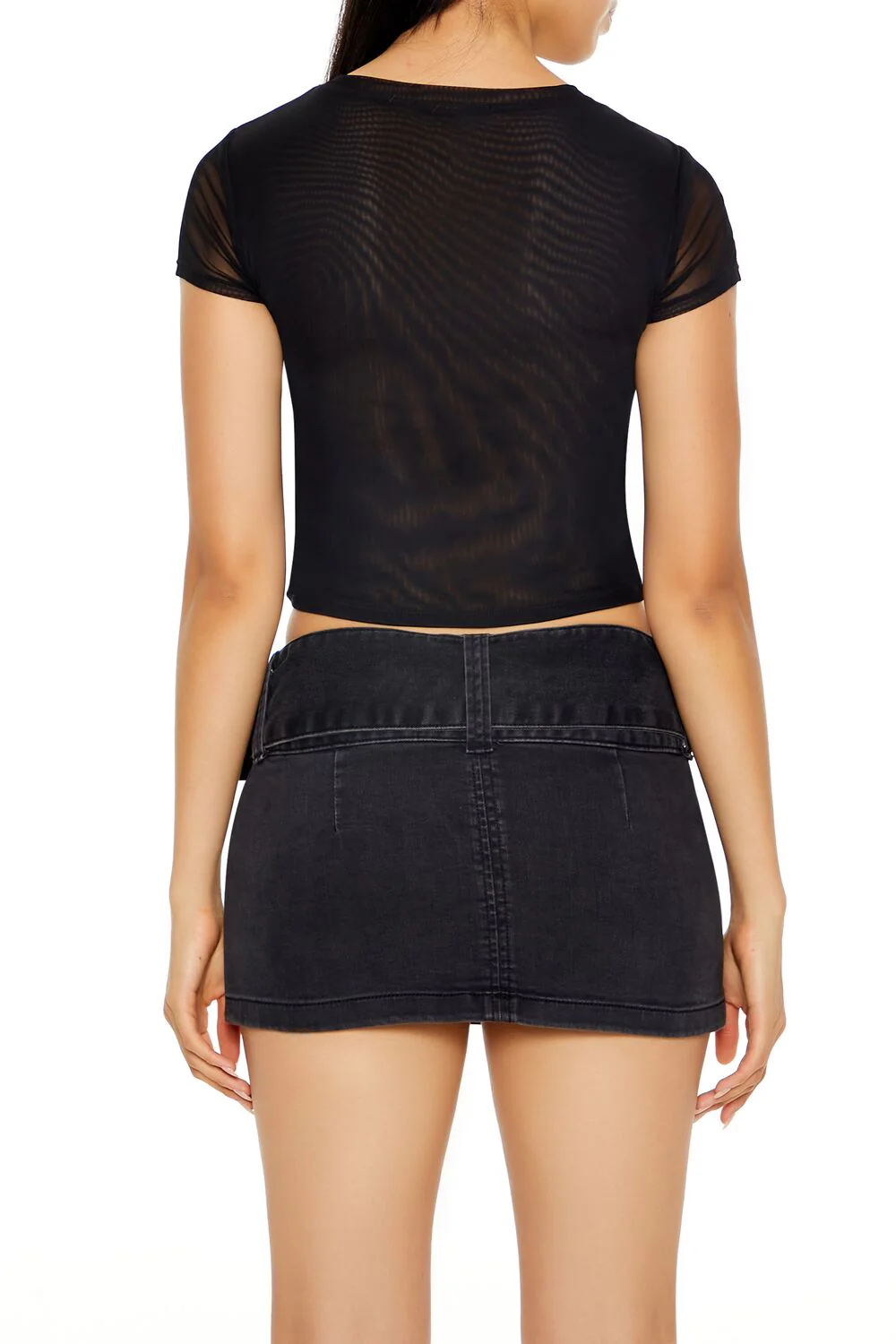 Mesh Rhinestone Cropped Tee - Image 5