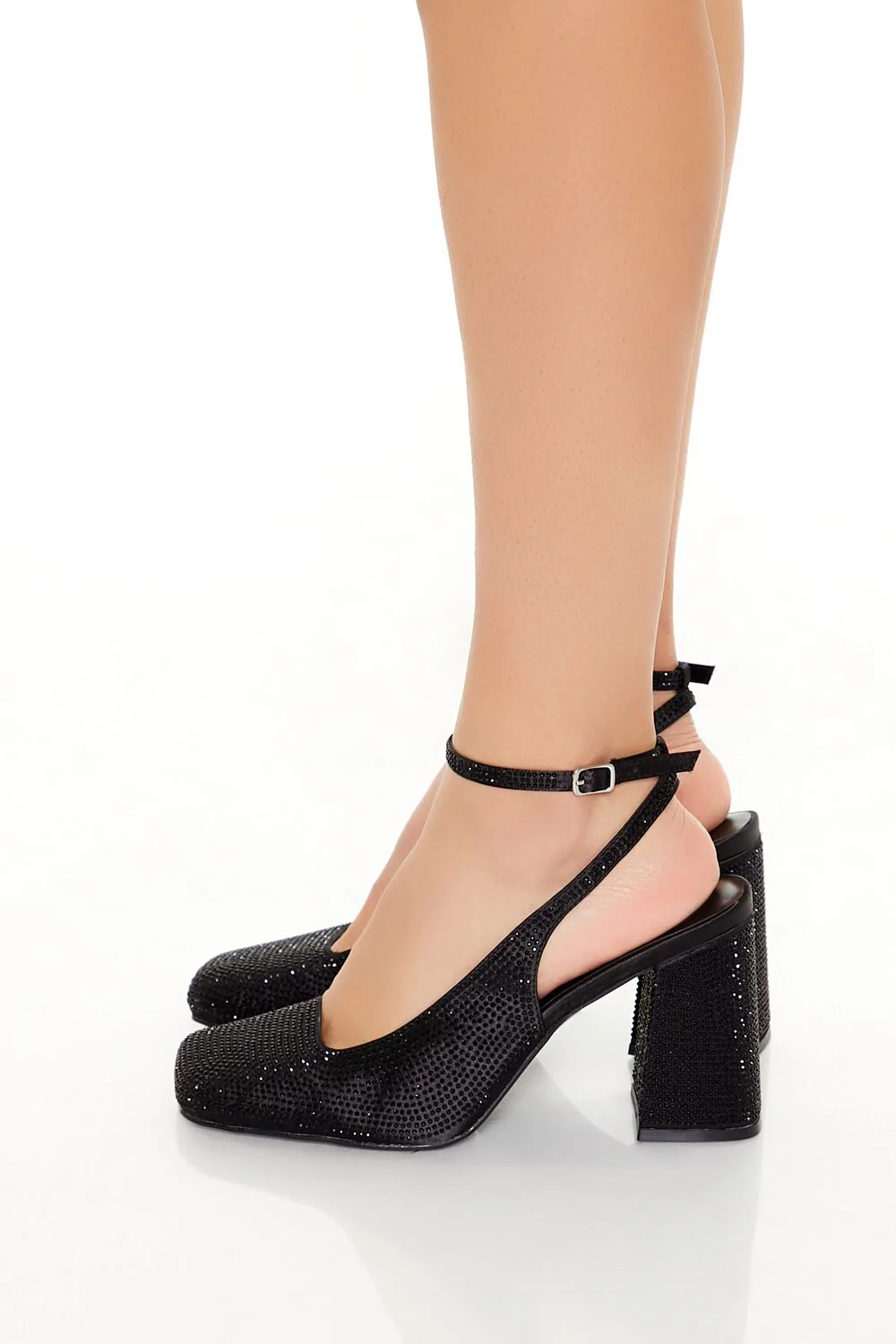 Rhinestone Faux Leather Pumps - Image 2