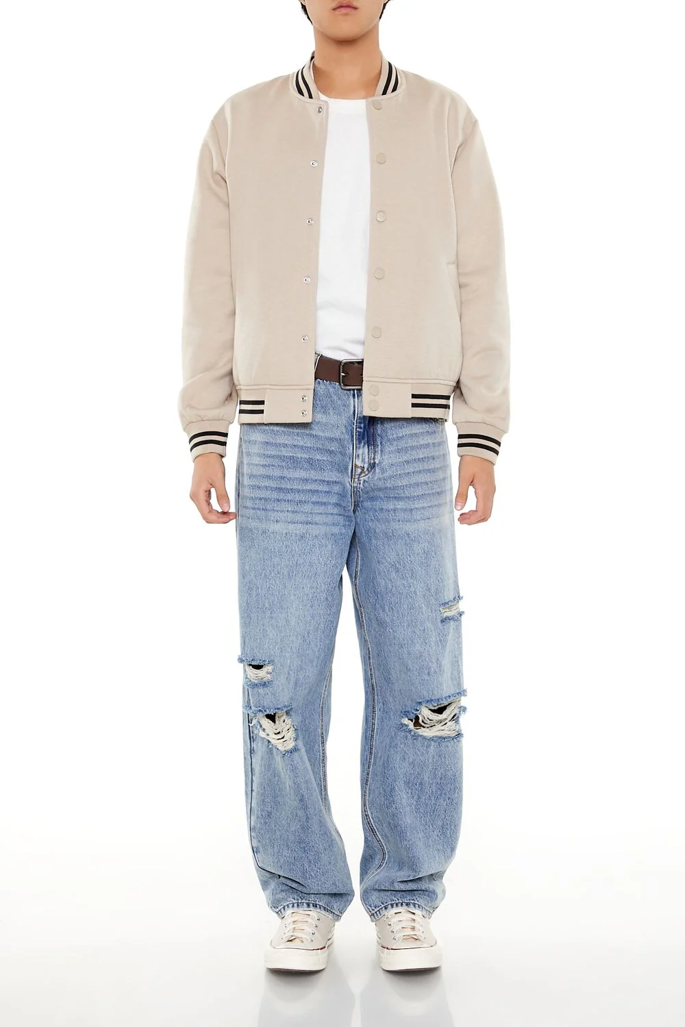 Varsity-Striped Bomber Jacket - Image 2