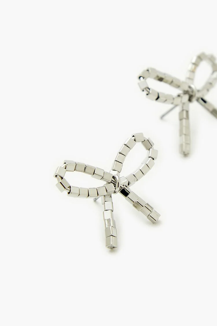 Beaded Bow Stud Earrings - Image 3