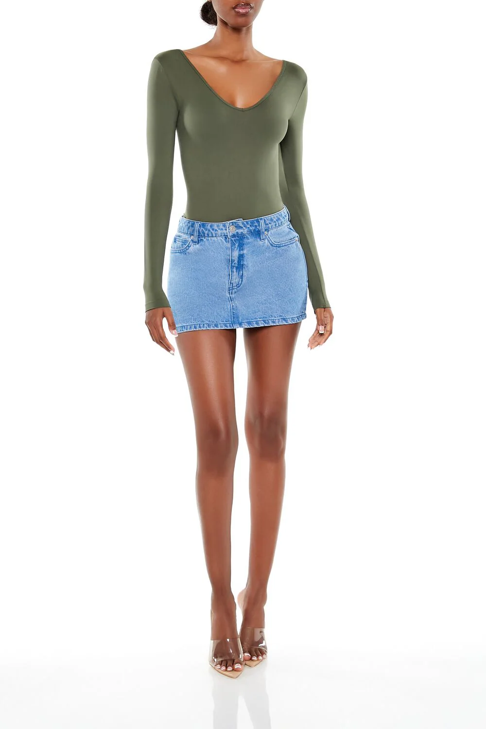 Seamless Thong V-Neck Bodysuit - Image 11