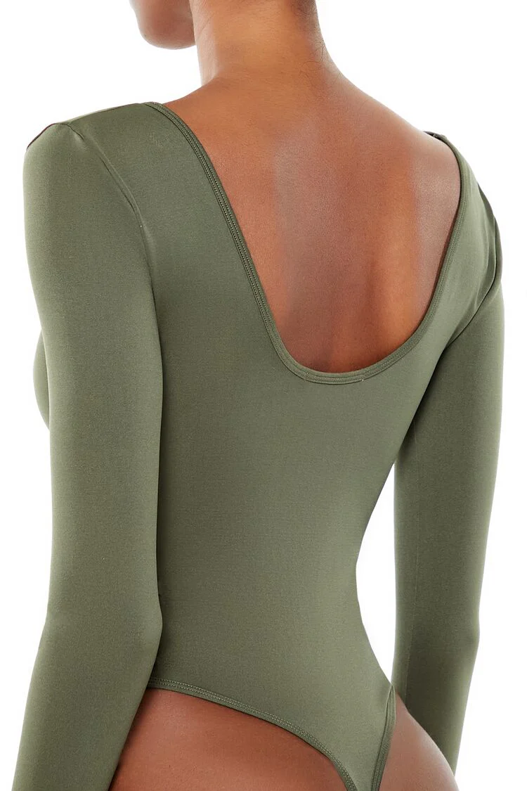 Seamless Thong V-Neck Bodysuit - Image 15