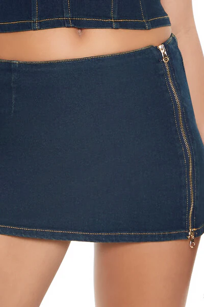 Denim Zip-Up Mini Skirt - Image 5