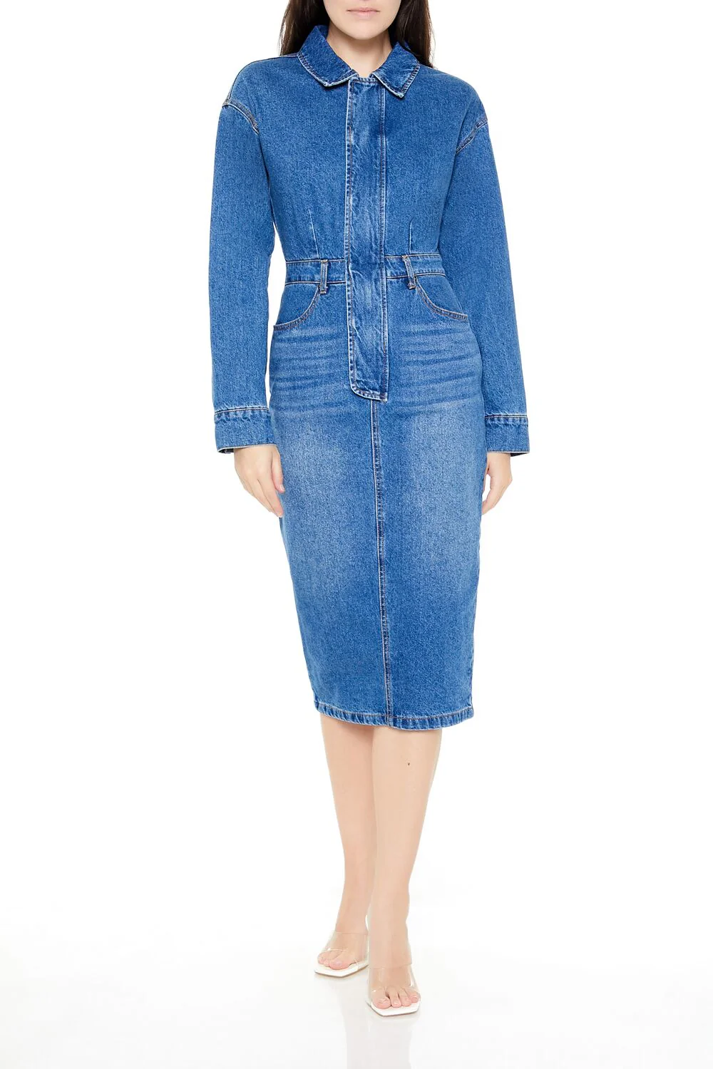 Denim Button-Front Midi Dress - Image 2