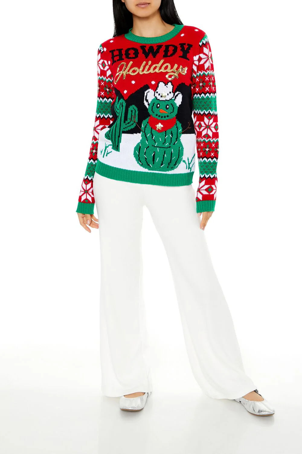Howdy Holidays Cactus Snowman Sweater - Image 2