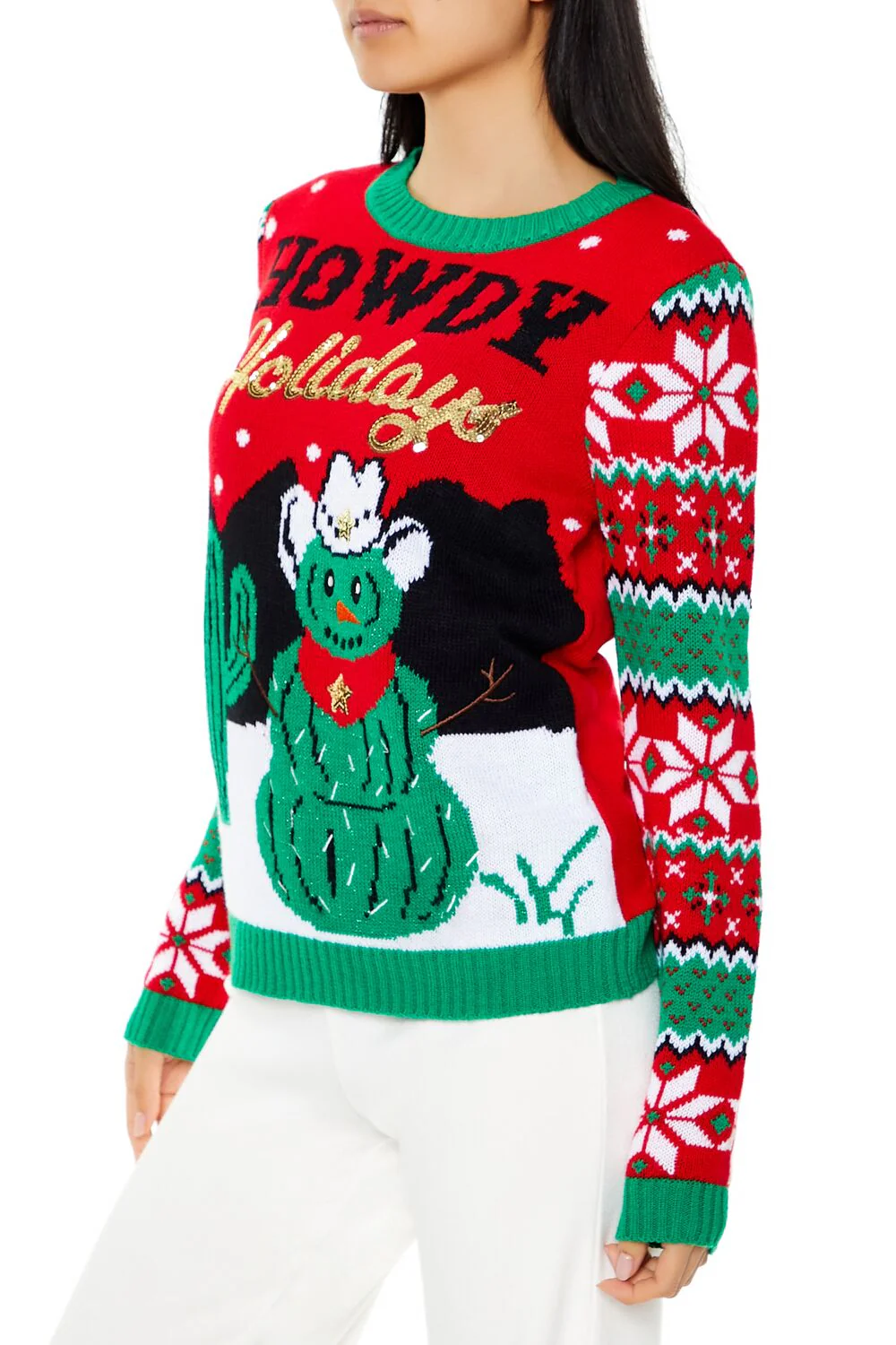 Howdy Holidays Cactus Snowman Sweater - Image 4