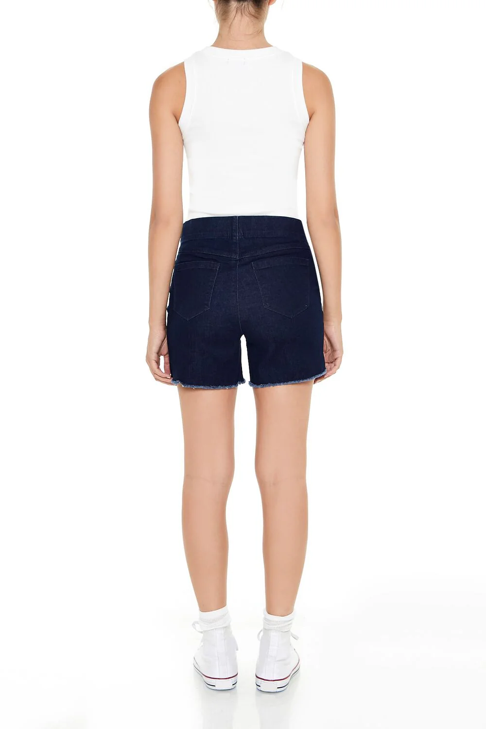 Frayed High-Rise Denim Shorts - Image 5