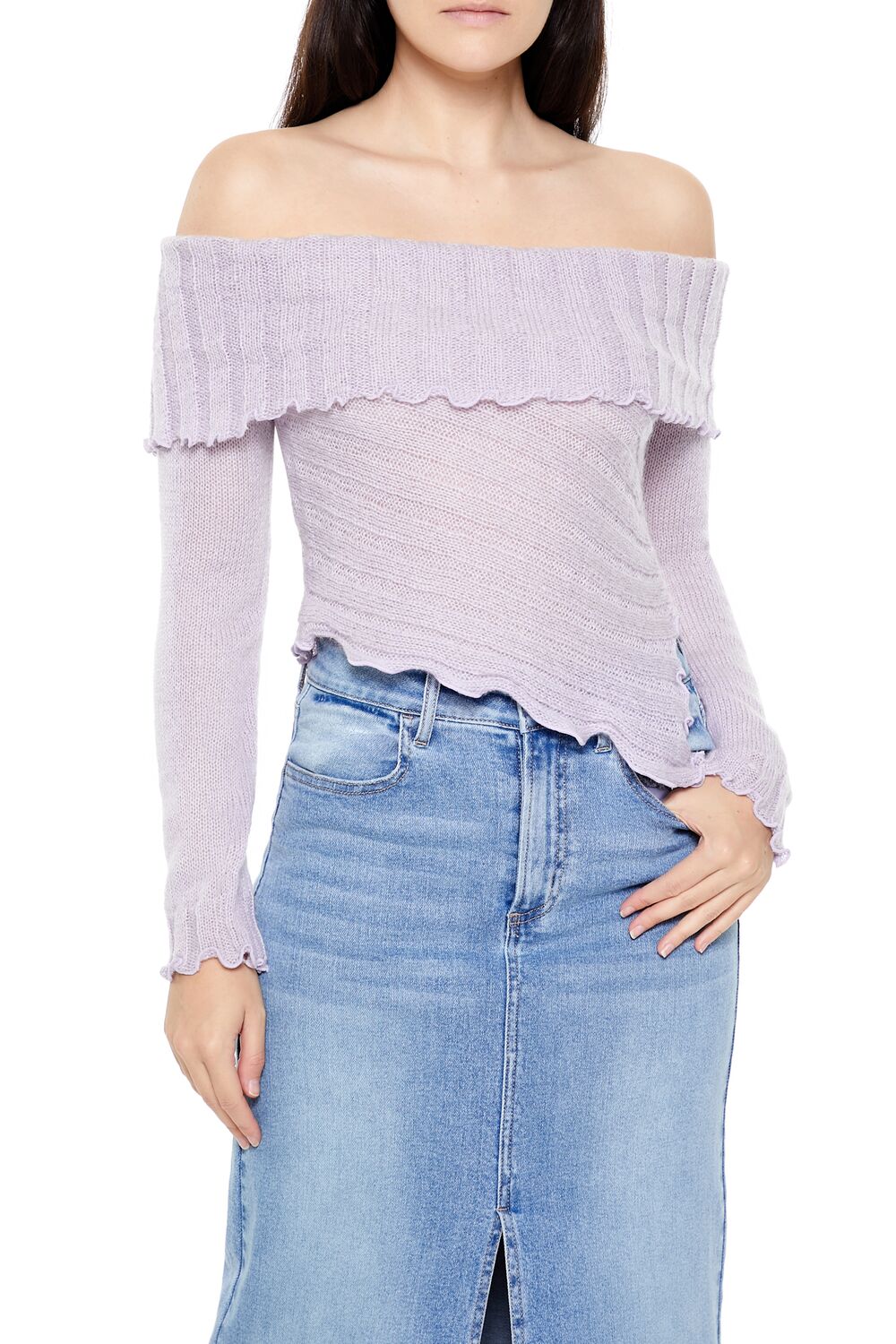 Ribbed Off-the-Shoulder Sweater - Image 11