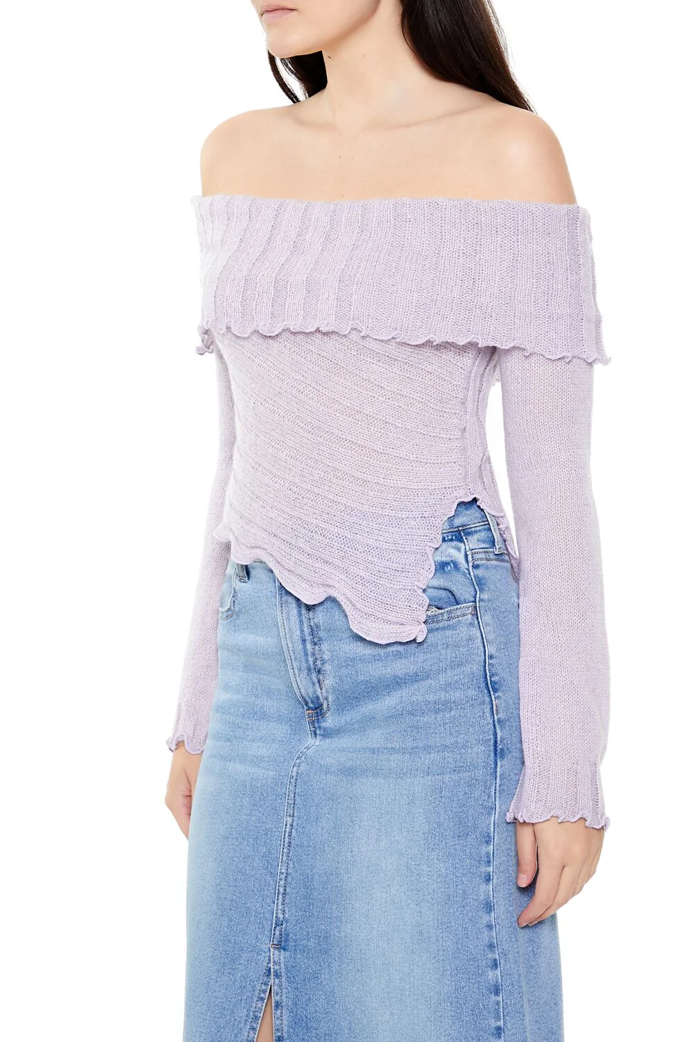 Ribbed Off-the-Shoulder Sweater - Image 14
