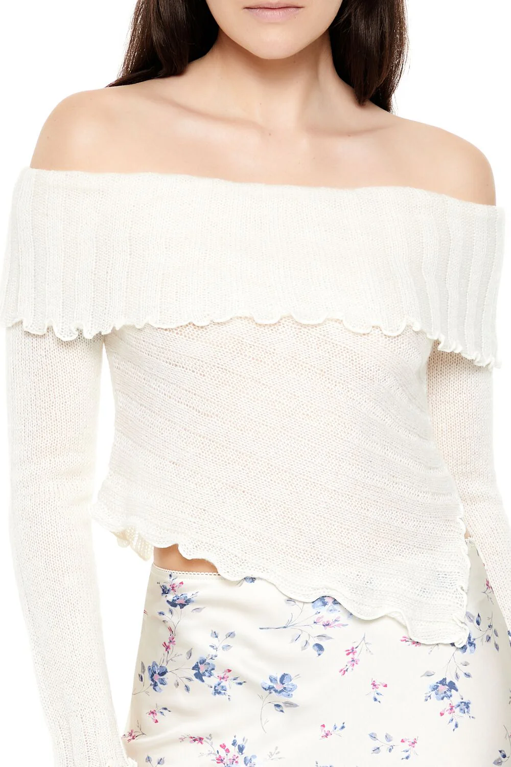 Ribbed Off-the-Shoulder Sweater - Image 3